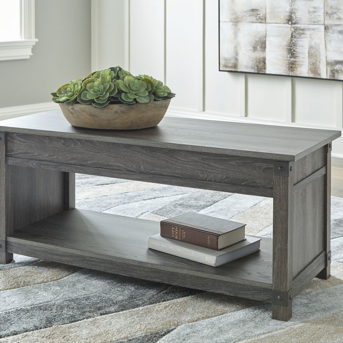 Freedan - 3 Pc. - Coffee Table, 2 End Tables - Grayish Brown