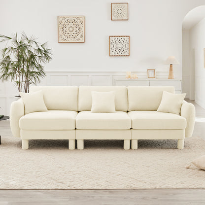 3-Seater Boucle Sofa - Beige Boucle