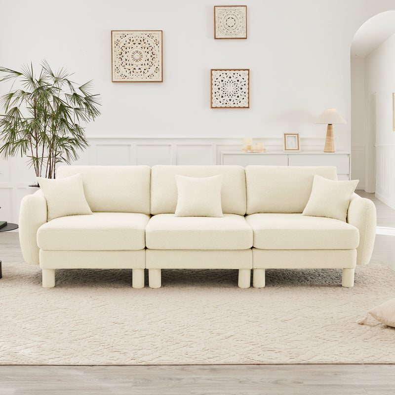 3-Seater Boucle Sofa - Beige Boucle