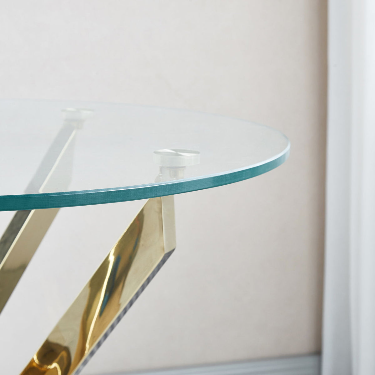 Modern Round Tempered Glass Table With Chrome Legs