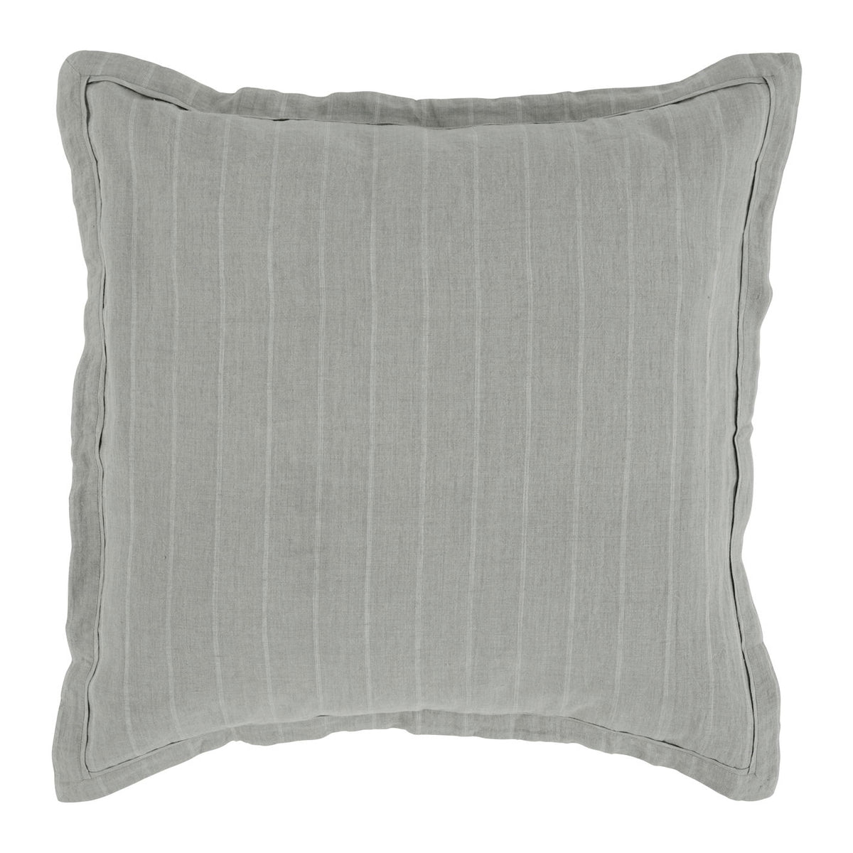 Monaco sham cover, heather gray with fine vertical stripes and rounded corners