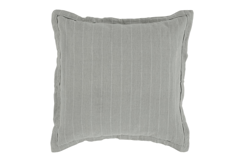 Monaco sham cover, heather gray with fine vertical stripes and rounded corners