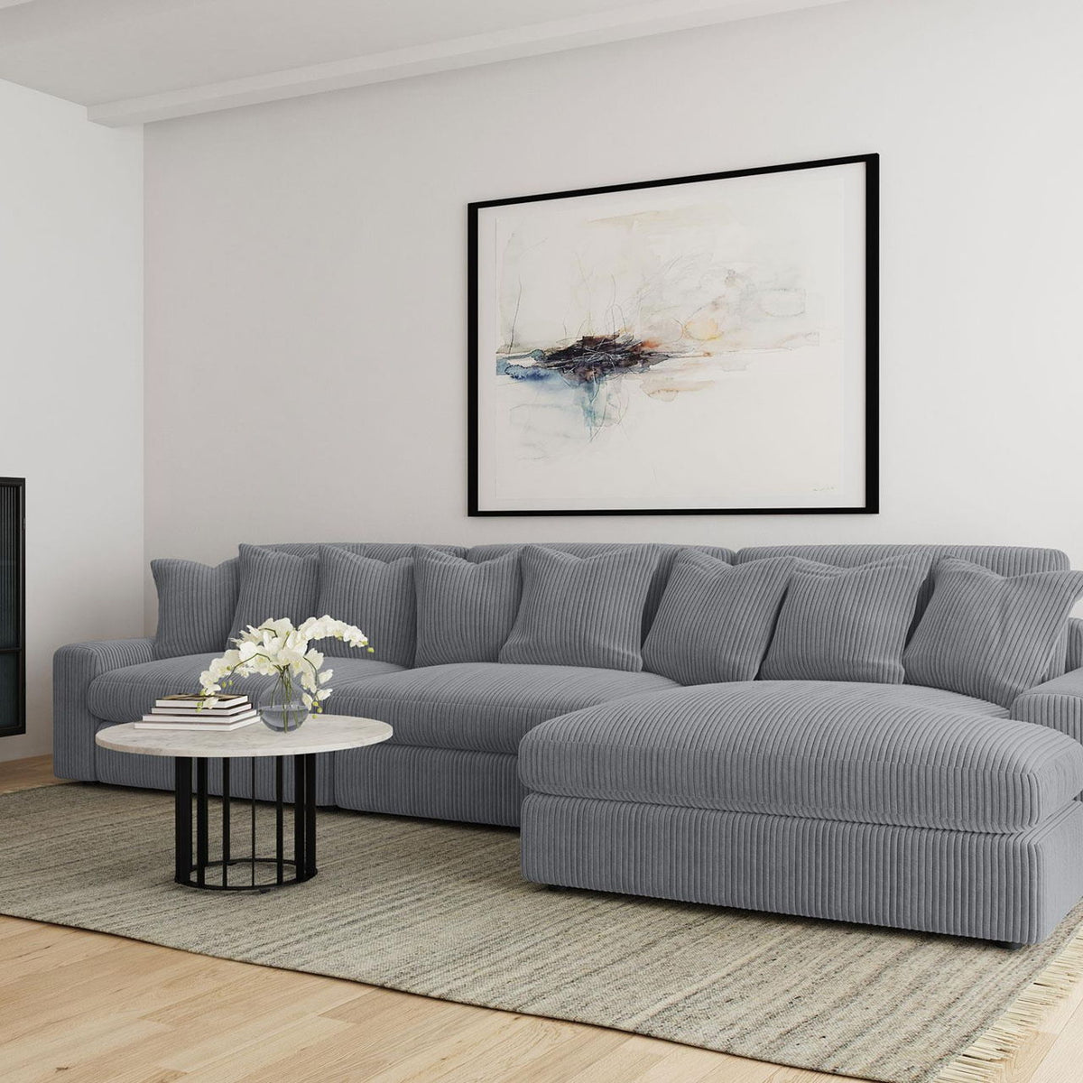 Blaine Upholstered Reversible Chaise Sectional Sofa Fog