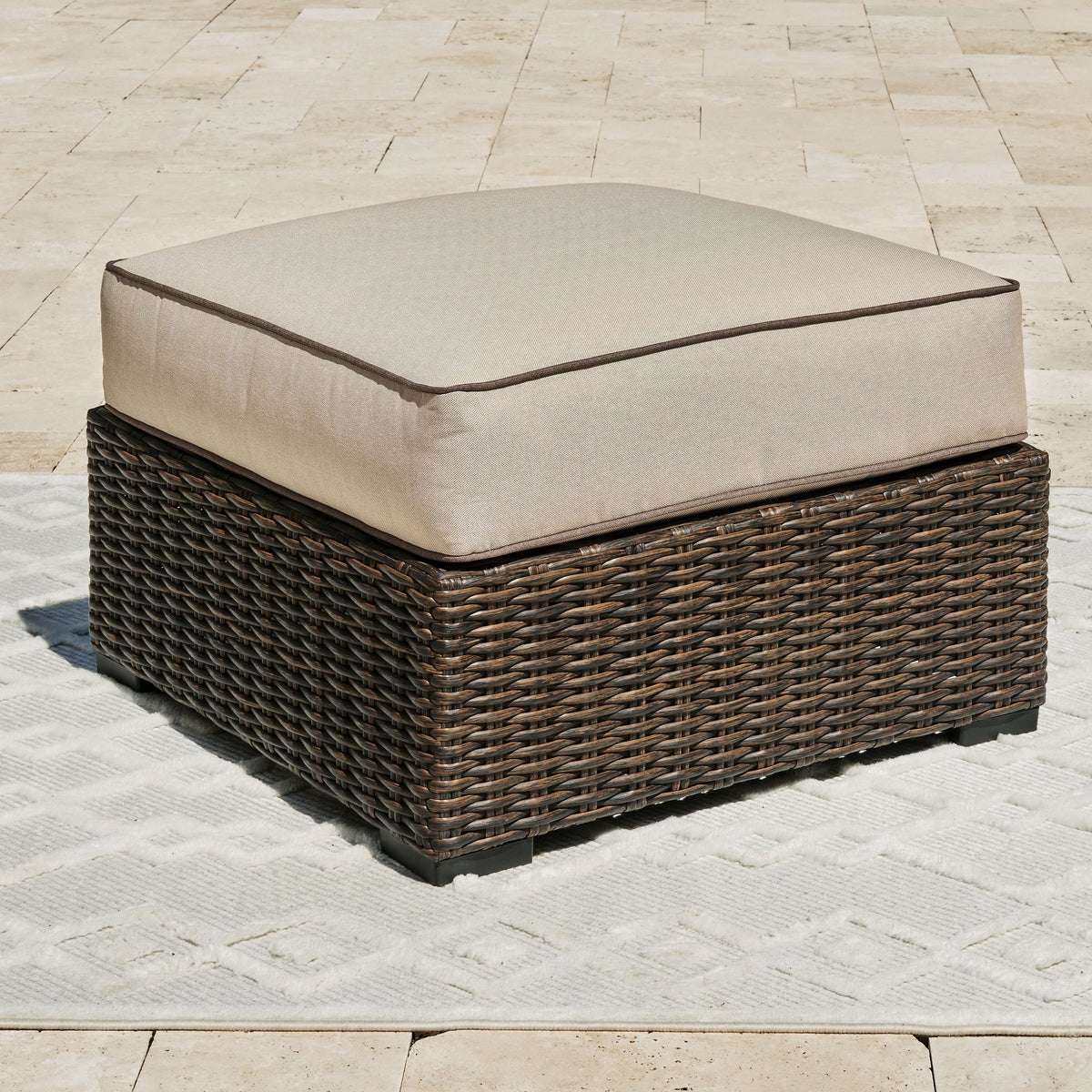 Coastline Bay - Brown - Ottoman With Cushion