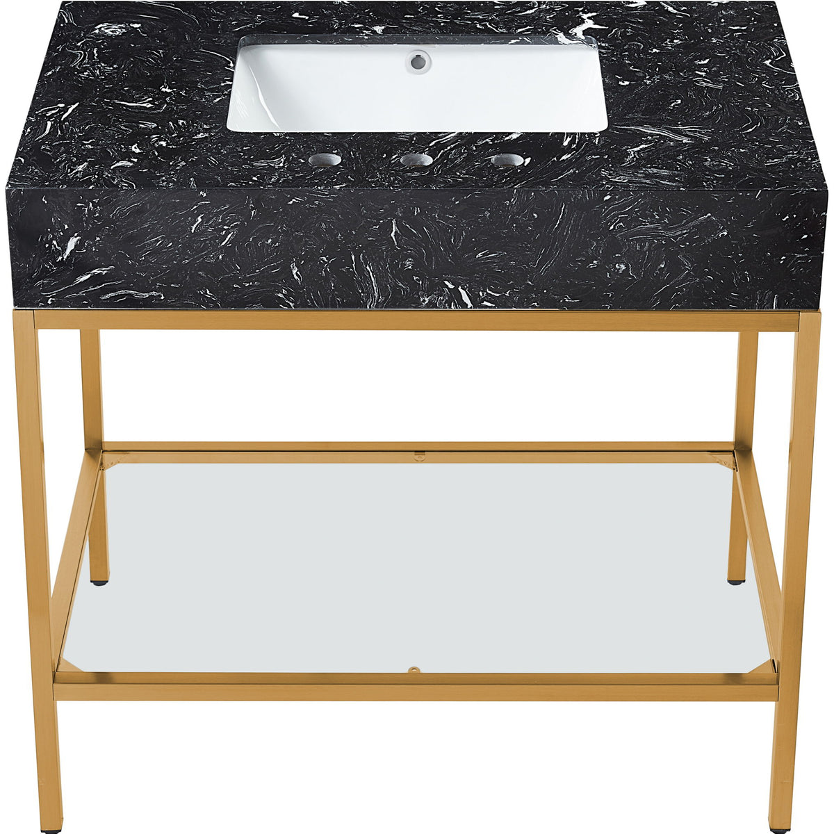 Marmo - Engineered Marble Bathroom Vanity With Gold Base