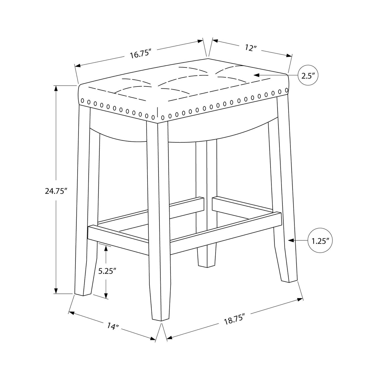 Bar Stool Counter Height, Saddle Seat, Transitional (Set of 2)
