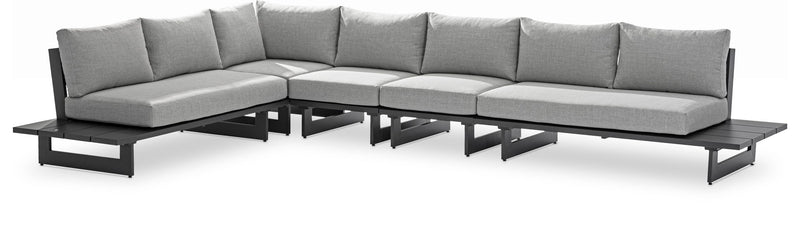 Maldives - 5 Piece Water Resistant Outdoor Patio Modular Sectional With Gray Base