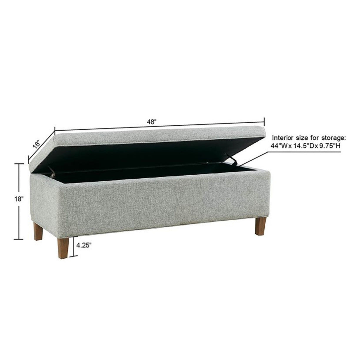 Marcie - Upholstered Storage Bench With Soft Close Lid - Blue