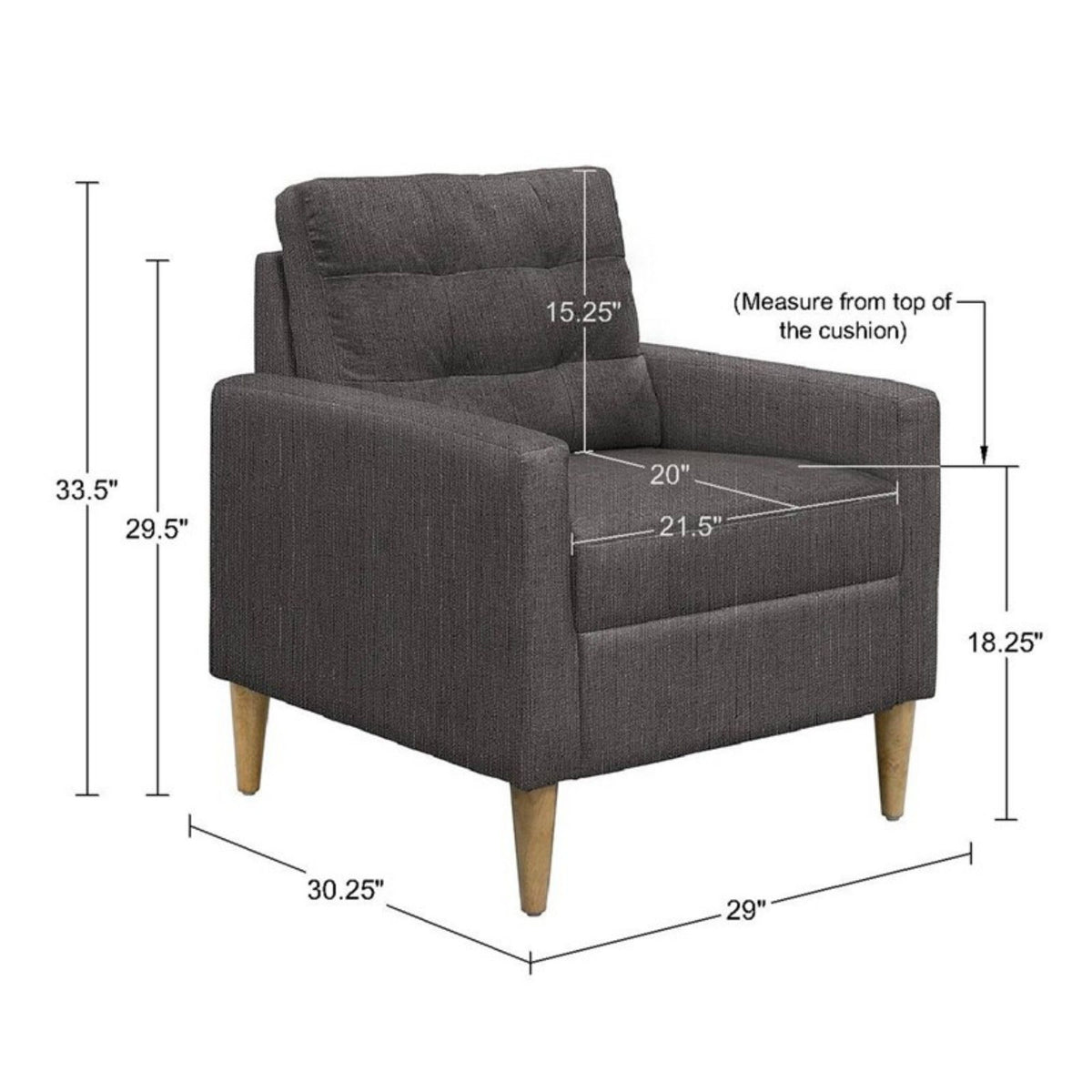 Tufted Back Accent Chair With Track Arm Silhouette - Gray