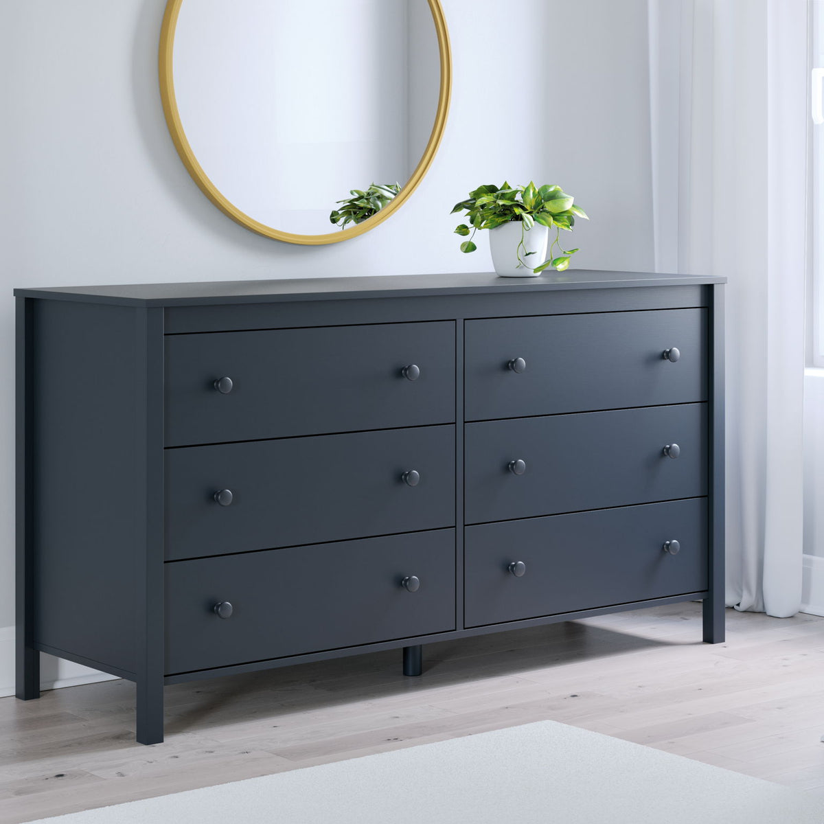 Simmenfort - Six Drawer Dresser - Navy Blue