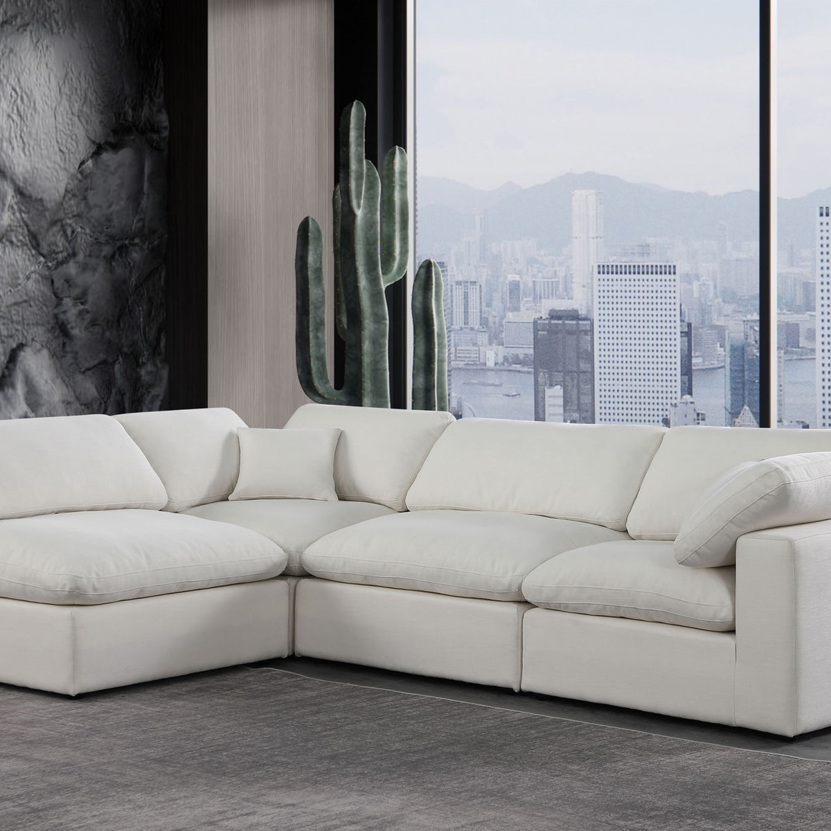 Comfy - 4 Piece Linen Fabric Modular Armless Sectional