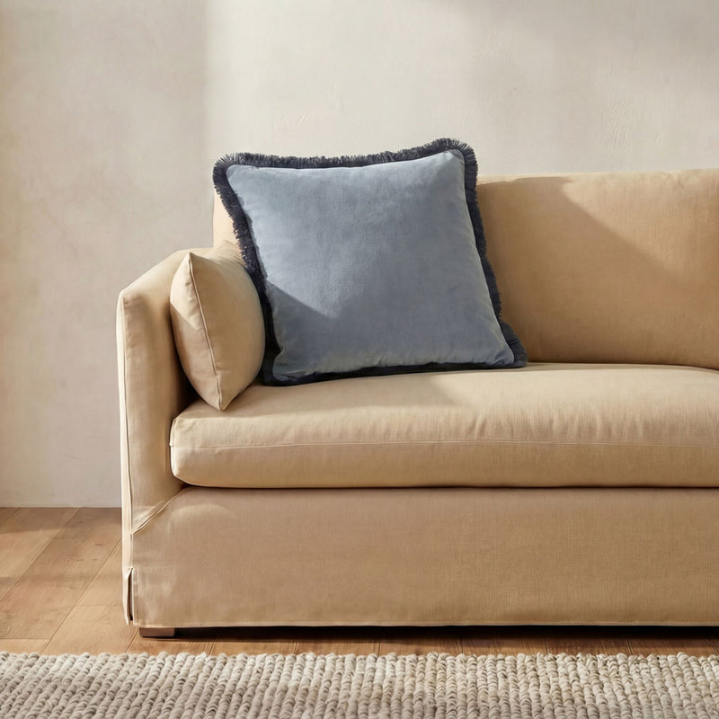 Yasmin - Square Cushion Faux Mohair - Light Blue