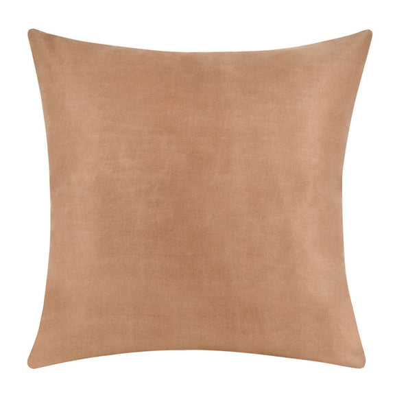 Solid tan throw pillow cover with smooth fabric, square shape