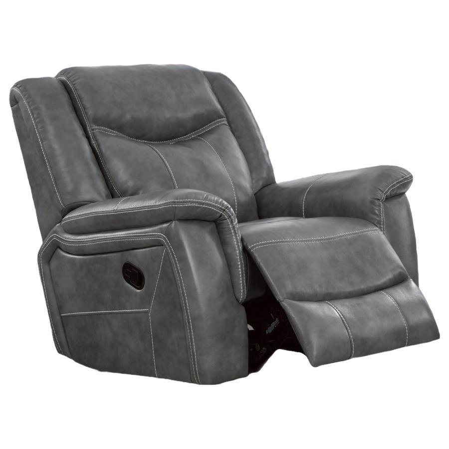 Conrad - Upholstered Padded Arm Glider Recliner - Gray