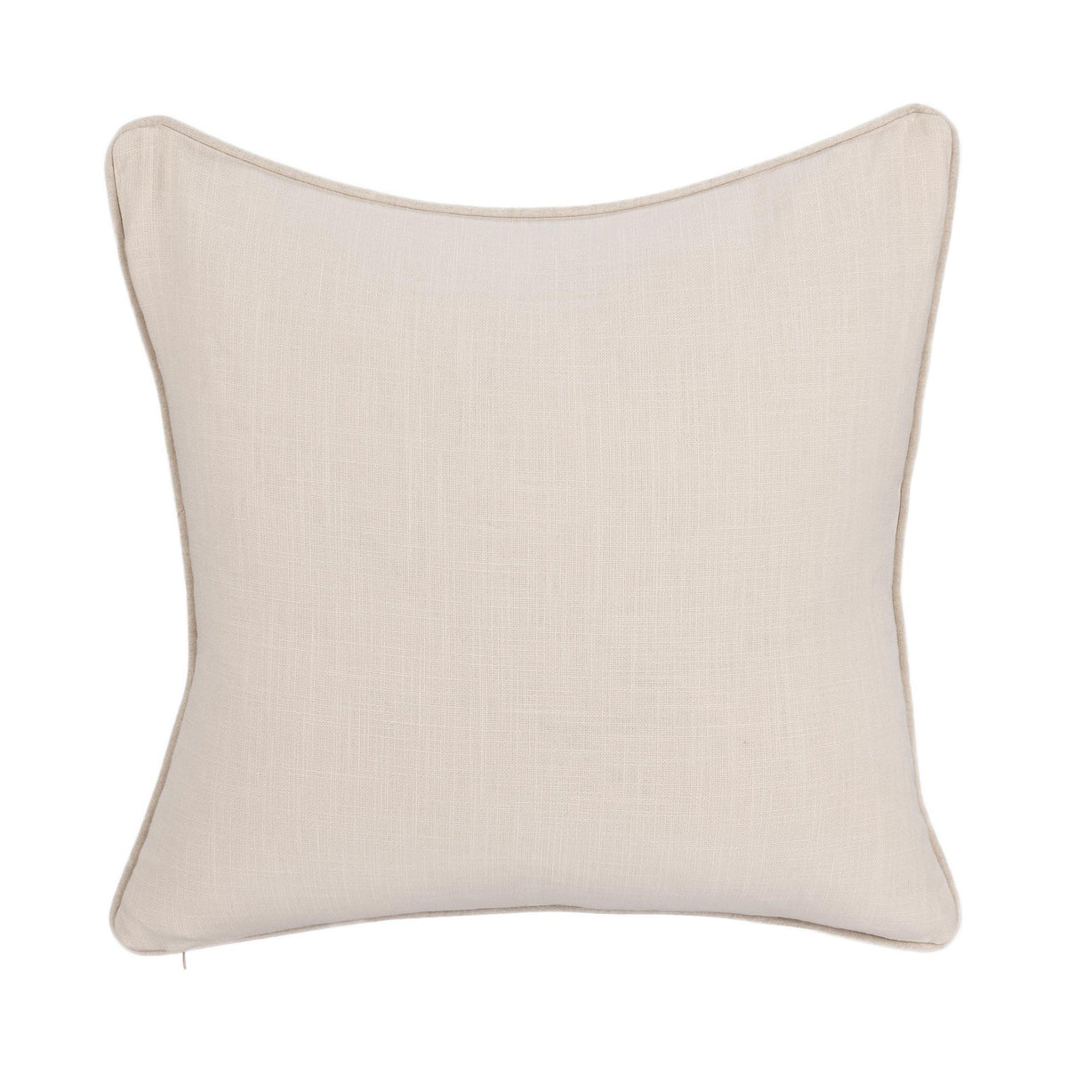 Ivory solid woven pillow with square shape and clean stitched edges