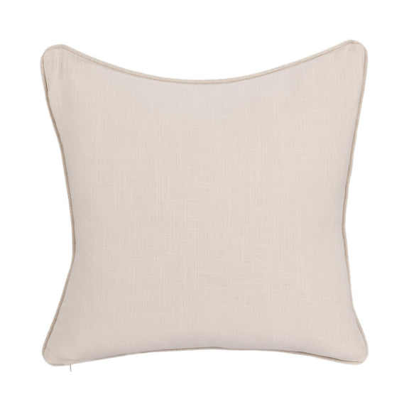 Ivory solid woven pillow with square shape and clean stitched edges