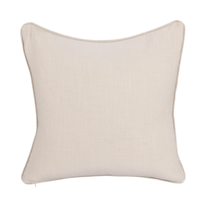 Ivory solid woven pillow with square shape and clean stitched edges