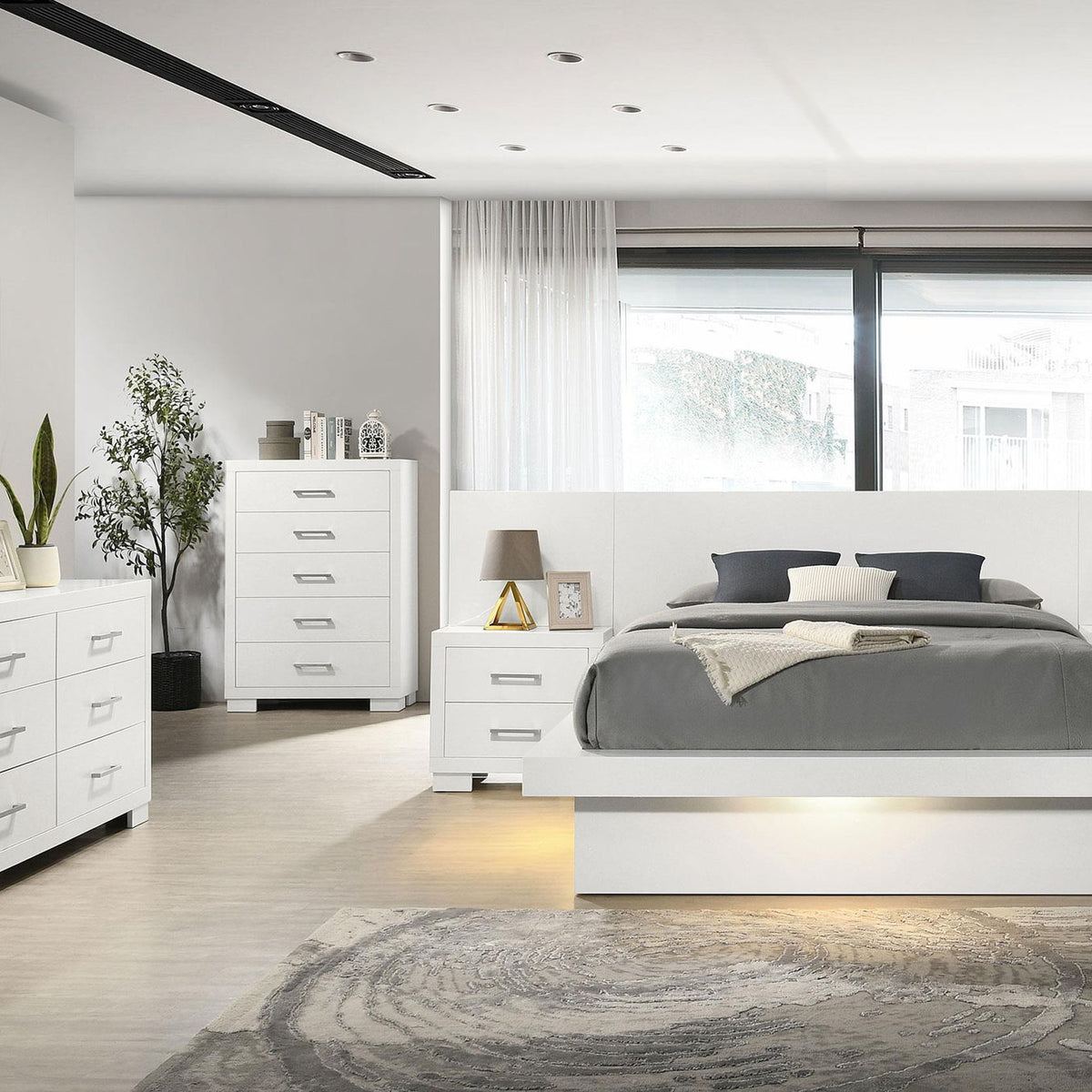 Jessica 6-piece Queen LED Bedroom Set Snow White
