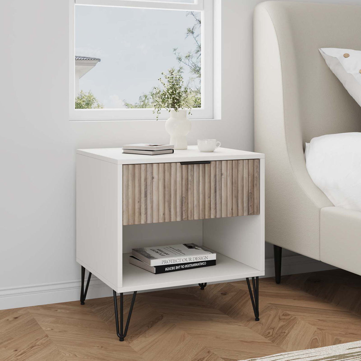 Manhattan Dumbo - Nightstand With White Frame