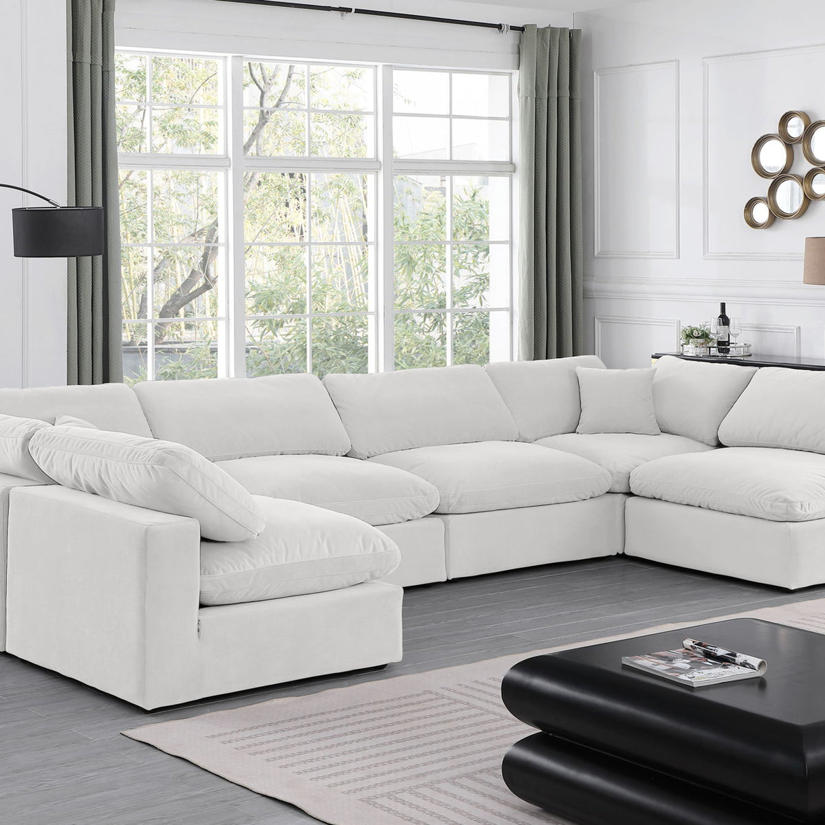 Comfy - 6 Piece Velvet Modular Armless Sectional