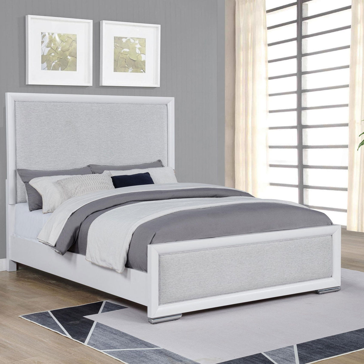 Gracemont 57-inch Queen Panel Bed Grey and White