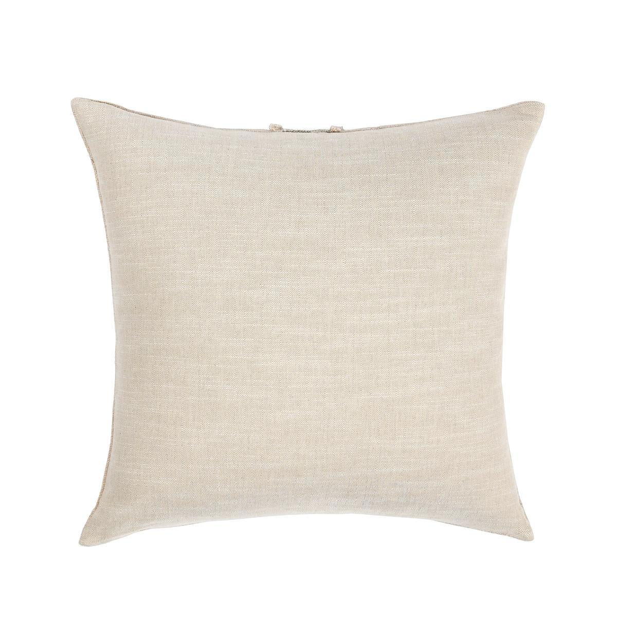 Natural fabric square pillow front with plain light beige cover
