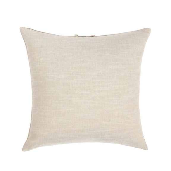 Natural fabric square pillow front with plain light beige cover