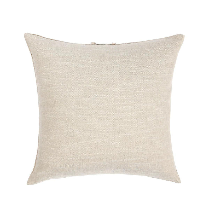 Natural fabric square pillow front with plain light beige cover