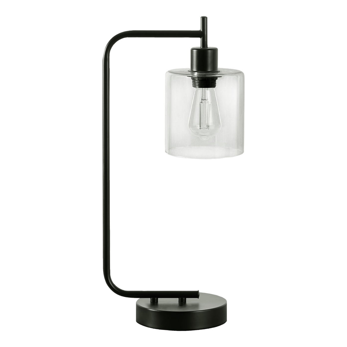 Lighting, Table Lamp, USB Port Included, Glass Shade, Modern - Black