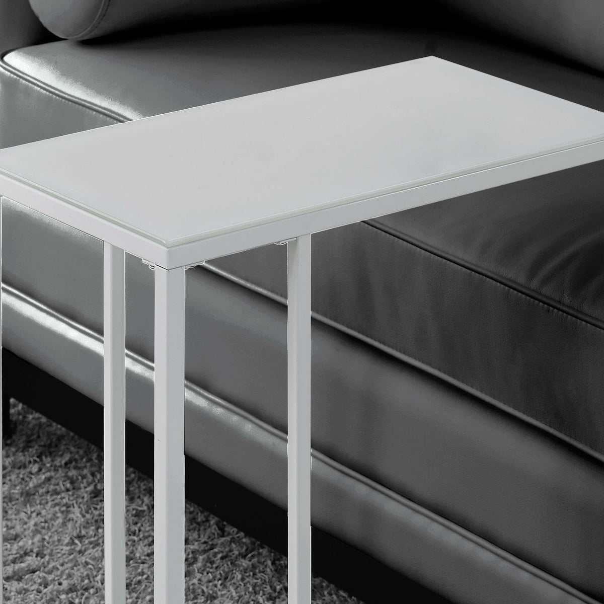 Accent Table, C - Shaped, Tempered Glass, Stylish Design Contemporary & Modern