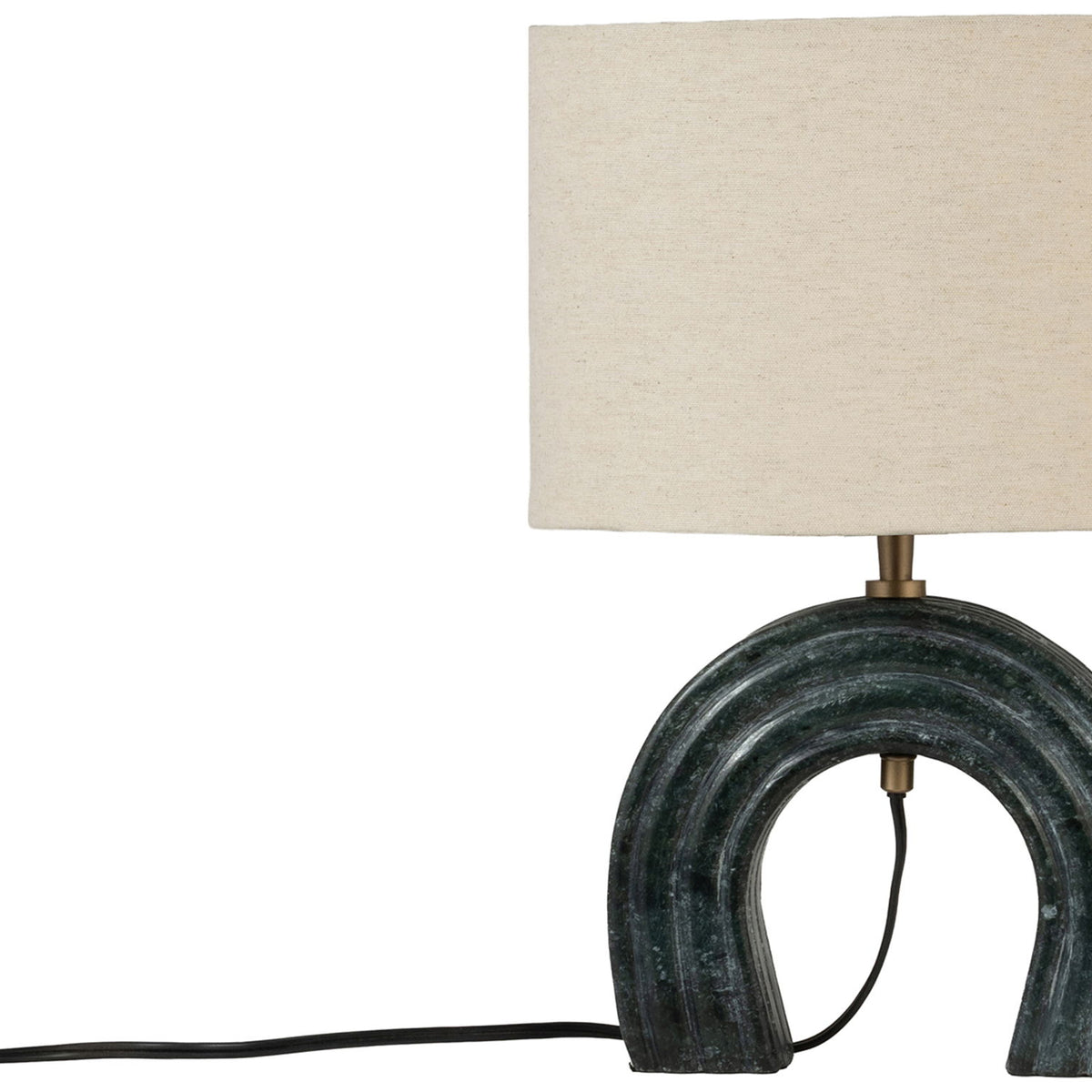 Lithos - Genuine Marble Base And Linen Textured Fabric Shade Table Lamp