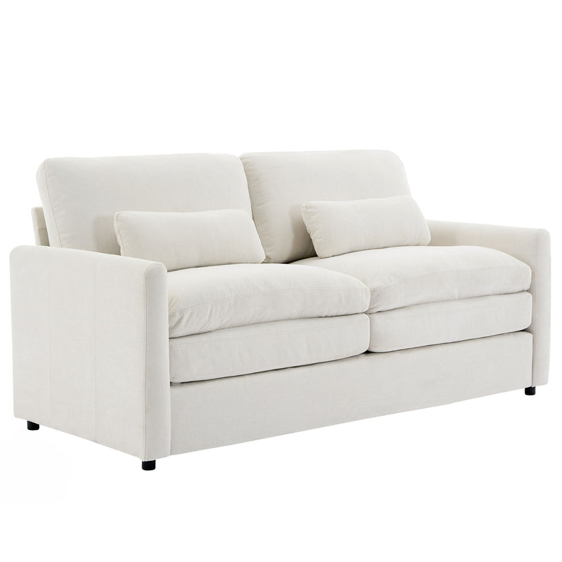 Cozy Upholstered Plush Cushion Loveseat Sofa For Living Room