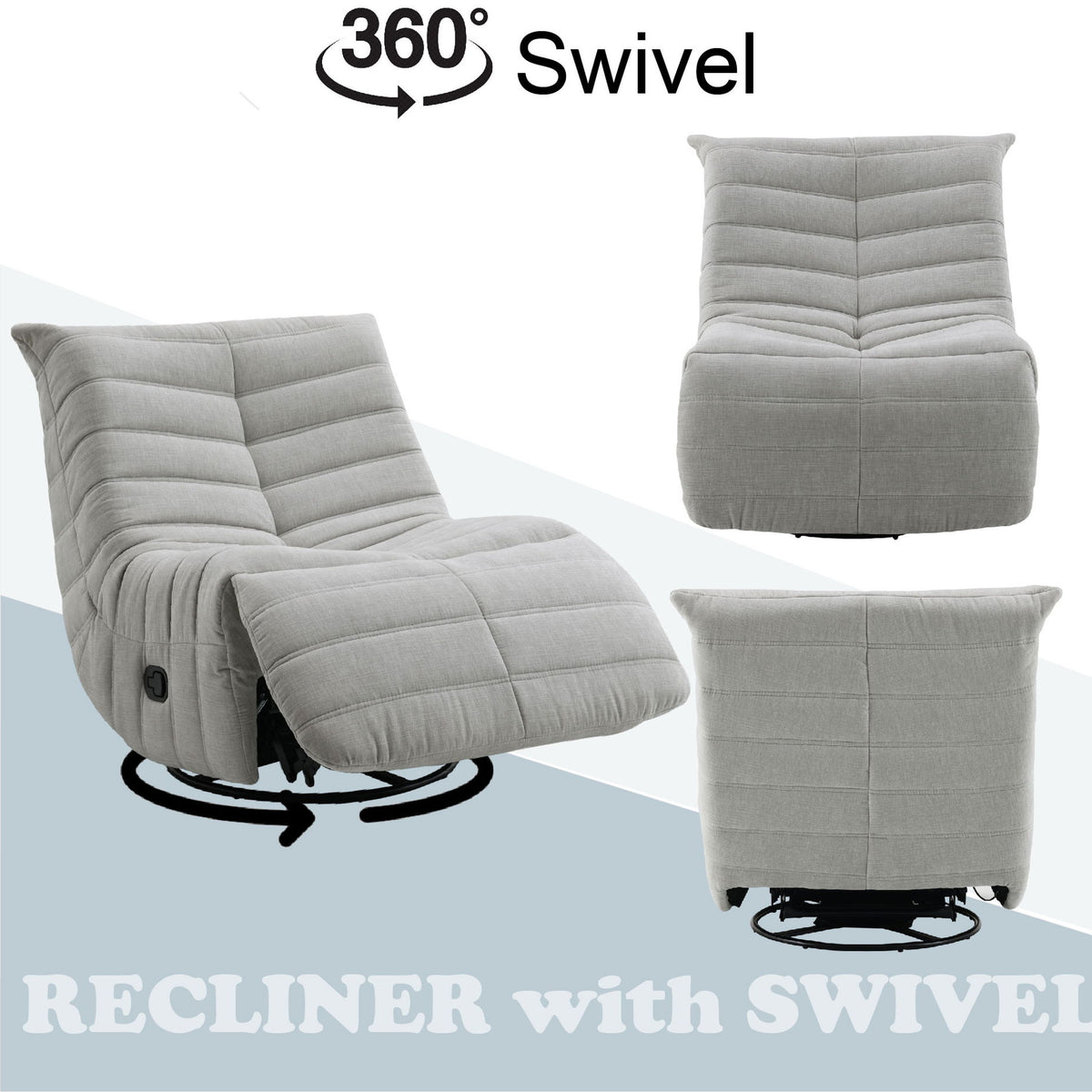 Talmon - Chenille Glider Recliner With Swivel