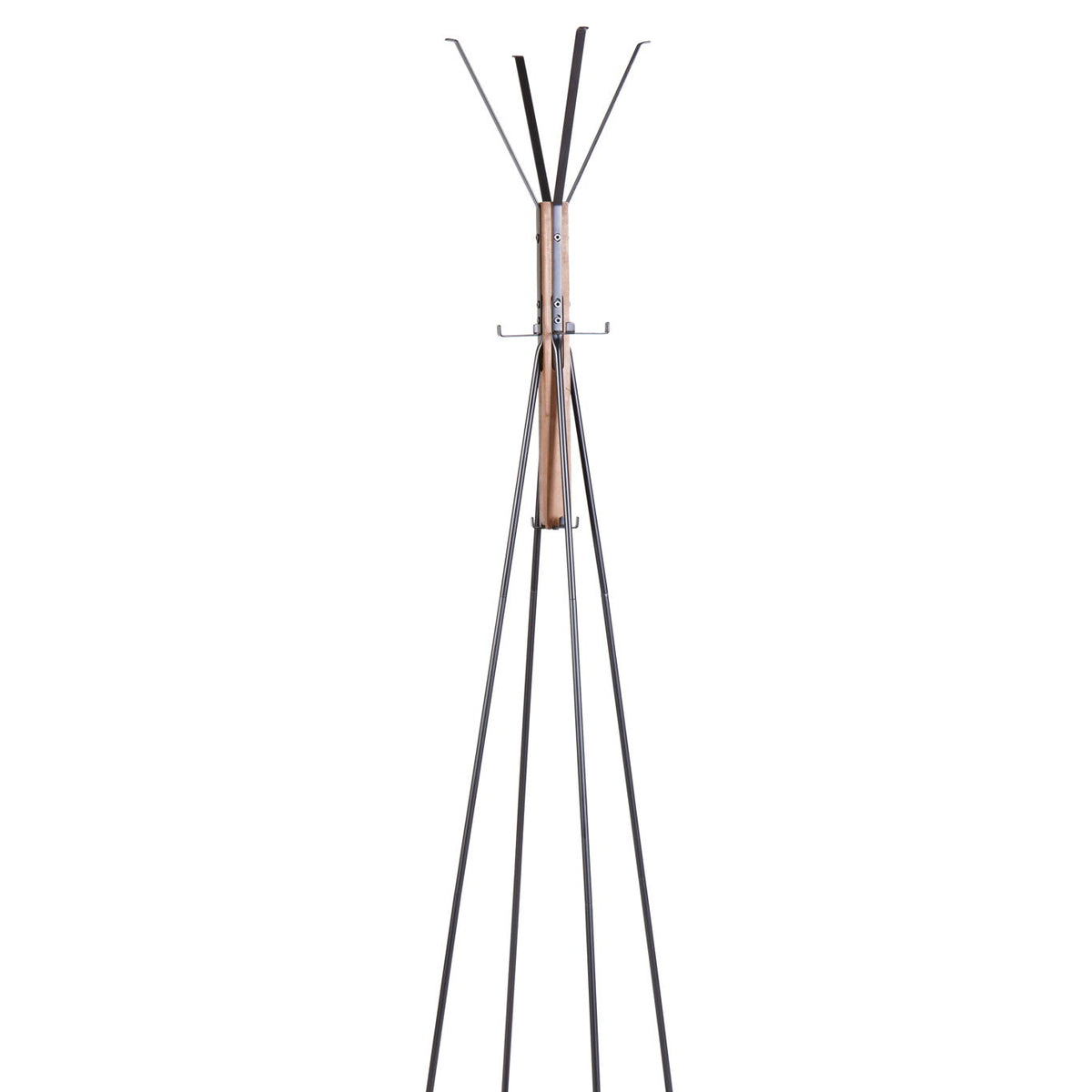 Reclaimed Wood And Metal Freestanding Coat Rack With Hooks Use In Bedroom, Living Room - Natural