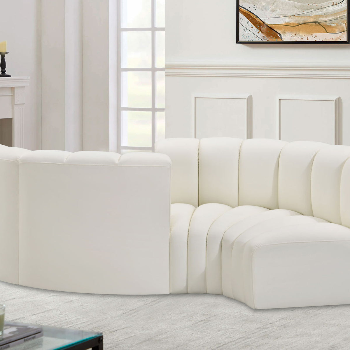 Arc - Faux Leather 4 Piece Curved Modular Sofa