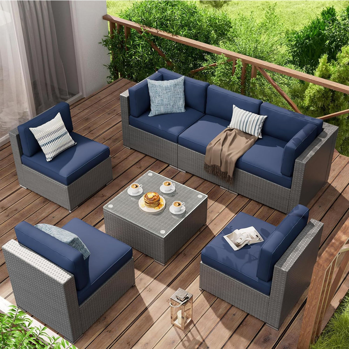14 Pack Cushion Covers For 7 Piece Wicker Rattan Sectional Sofa