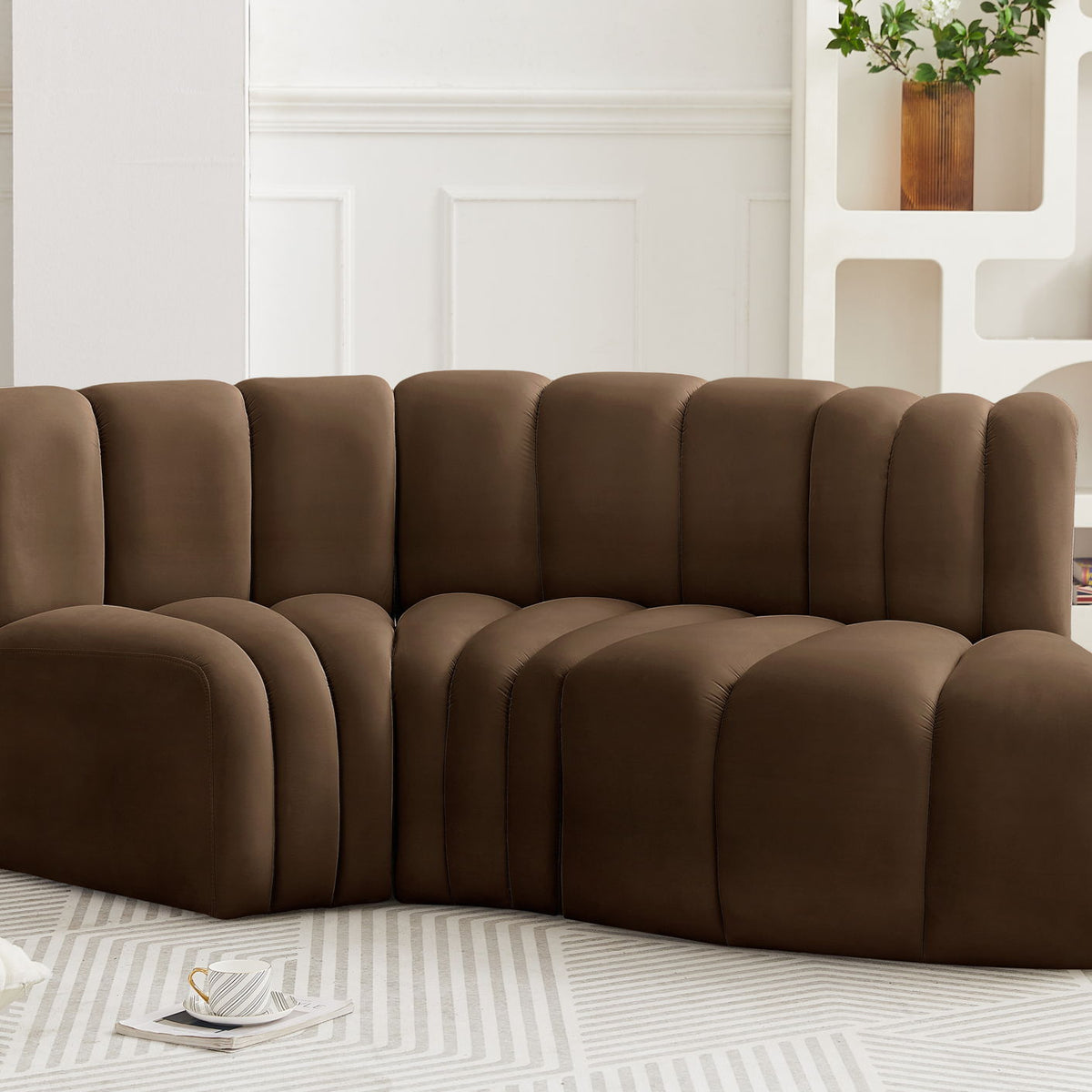 Arc - Velvet 3 Piece Modular L-Shaped Sofa