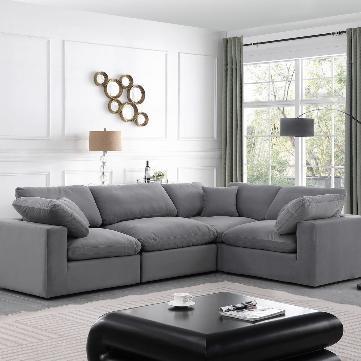 Comfy - 4 Piece Velvet Modular Sectional