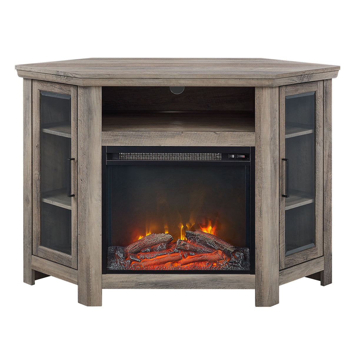 Classic Glass Door Fireplace TV Stand For Tvs Up To 55"