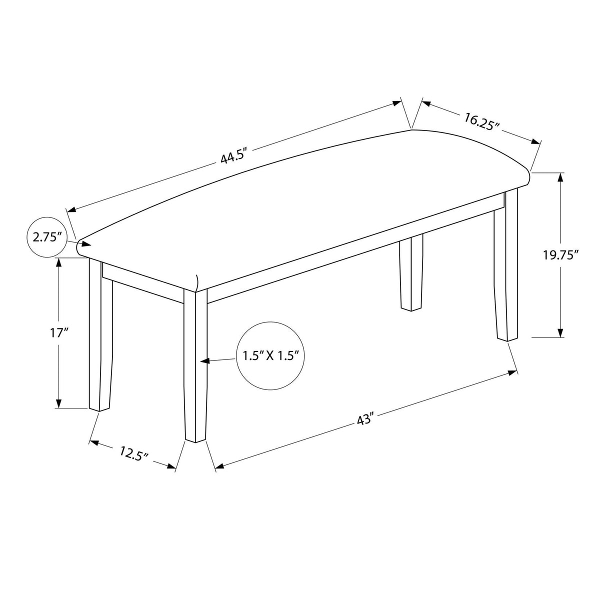 Bench, Rectangular, Hallway, Upholstered, Transitional