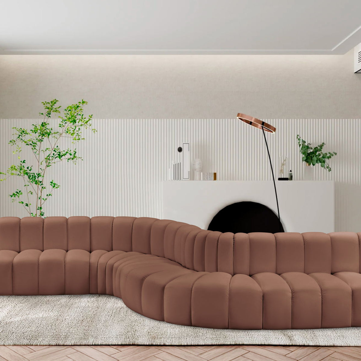 Arc - Faux Leather 8 Piece Curved Modular Sofa