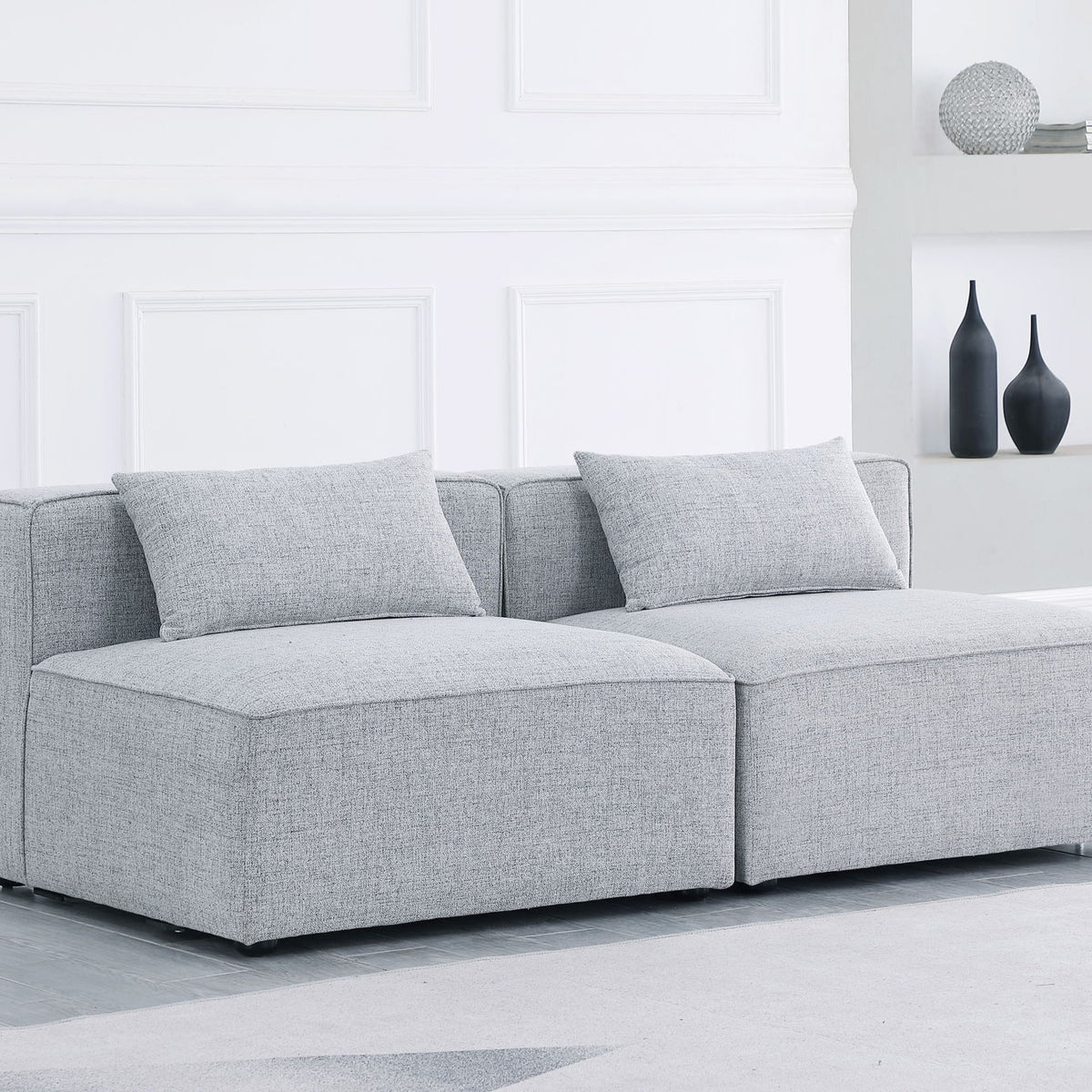 Cube - Linen Modular 2 Seat Armless Sofa