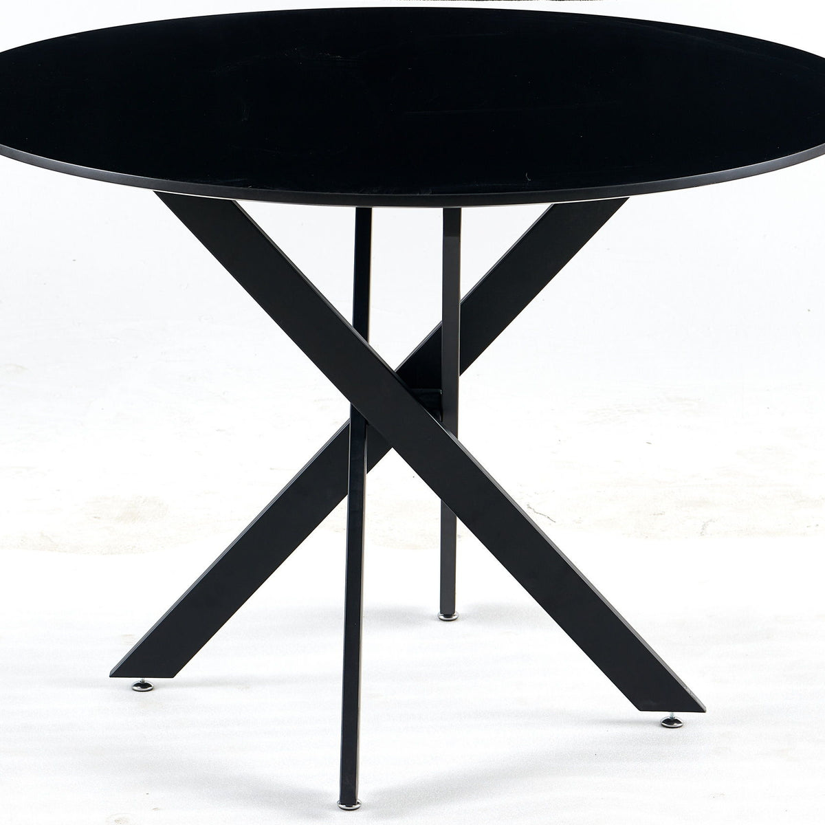 Mid-Century Dining Table For 4 - 6 People With Round MDF Table Top, Pedestal Dining Table, End Table Leisure Coffee Table, Cross Leg