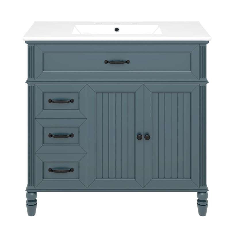 Bathroom Vanity With Sink, 2 Doors 2 Drawers, Freestanding Design