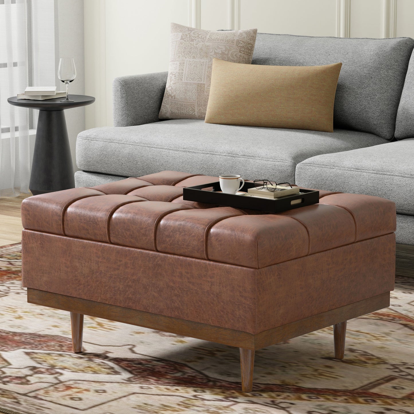 Mariah - Upholstered Lift Top Table Storage Ottoman