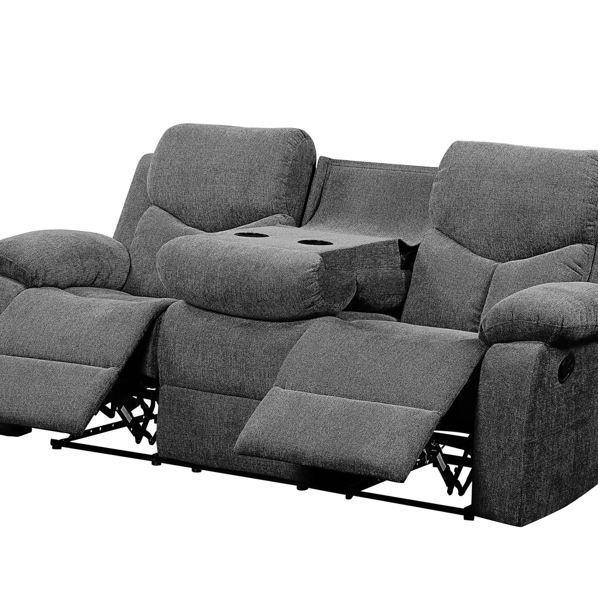 Kalen - Chenille Sofa With Drop Down Table - Gray