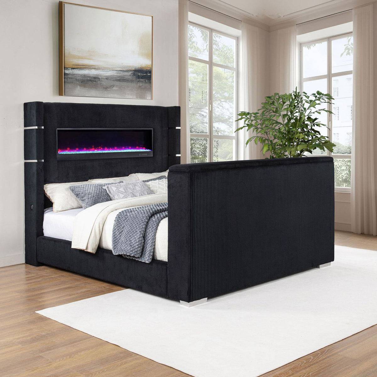 Tisdall California King Flame Visualizer TV Bed Black