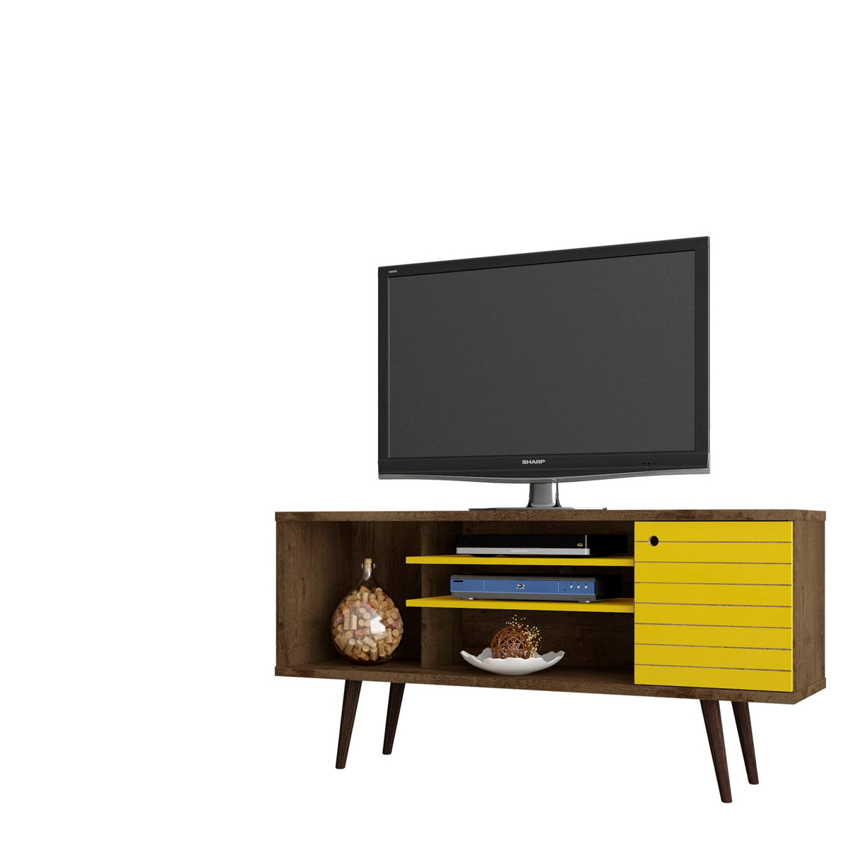 Manhattan Liberty - 53" TV Stand With Rustic Brown Frame