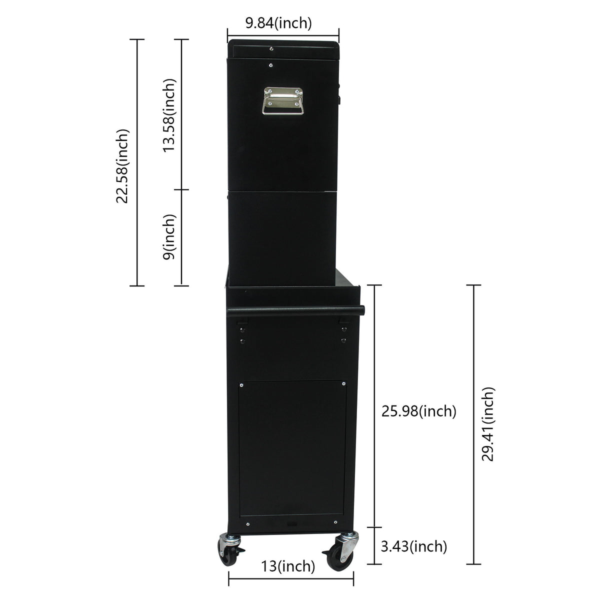 6 Drawer Lockable Tool Cabinet On Wheels, Steel Rolling Tool Chest With Detachable Toolbox