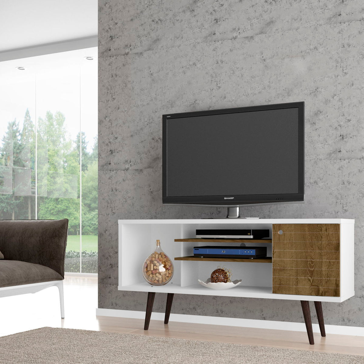 Manhattan Liberty - 53" TV Stand With White Frame